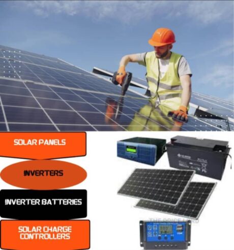 SOLAR PANELS, INVERTERS, BATTERIES.